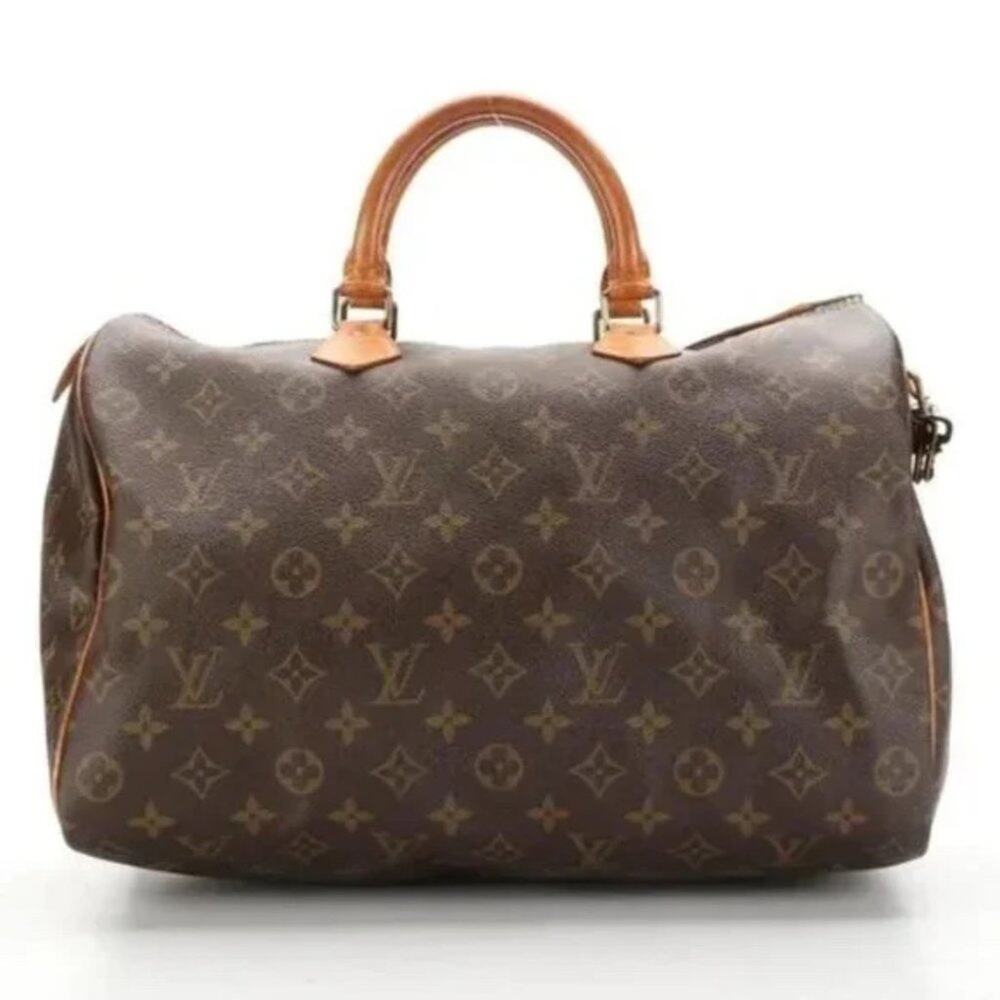 LOUIS VUITTON Iconic Speedy 35 Handbag in Monogram Canvas Authentic
